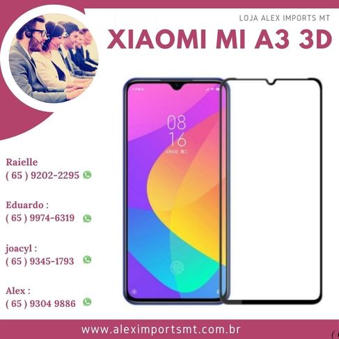 Película de Vidro para Xiaomi Mi A3 3d