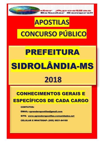 Apostila Digital Concurso Prefeitura Sidrolândia-ms 2018