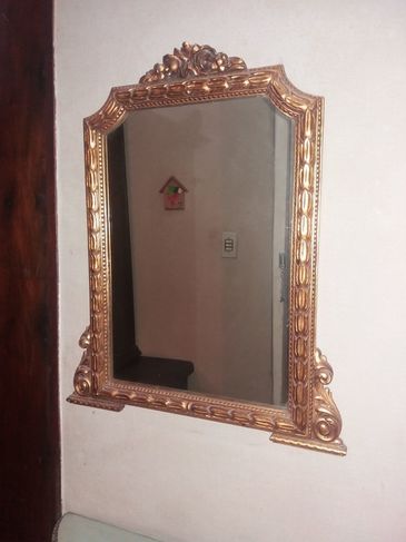 Espelho e Console de Madeira Maciça Dourado