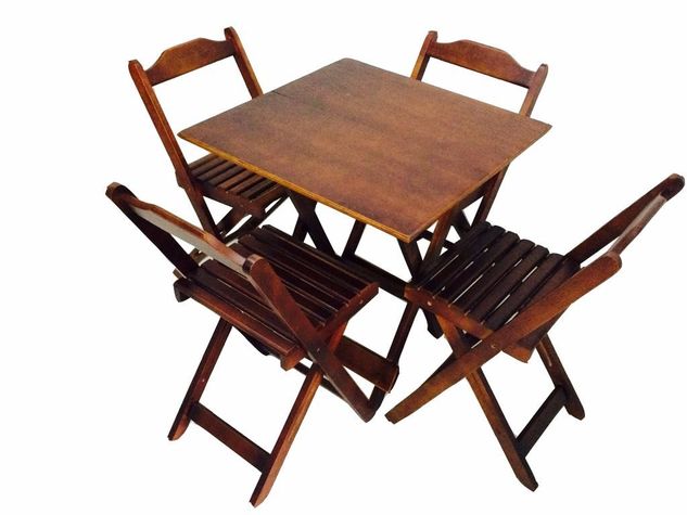 Conjunto Dobrável 70x70 Mesa com 4 Cadeiras