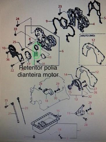 Retentor da Polia Dianteira do Motor -kia Besta GS 2.7/3.0 (original)