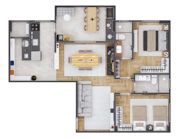 Apartamento com 72.9 m² - Forte - Praia Grande SP