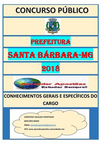 Apostila Digital Prefeitura Santa Bárbara MG 2018