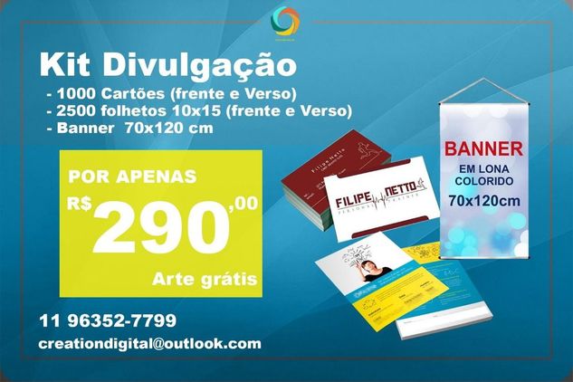 Kit Divulgação Cartão, Panfletos e Banners Marketing