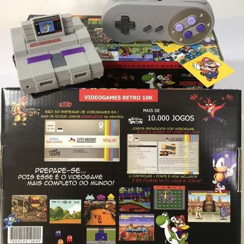 Mini Super Nintendo Retro com 10.000 Jogos e 2 Controles